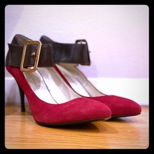 Elegant, color blocked, suede pumps